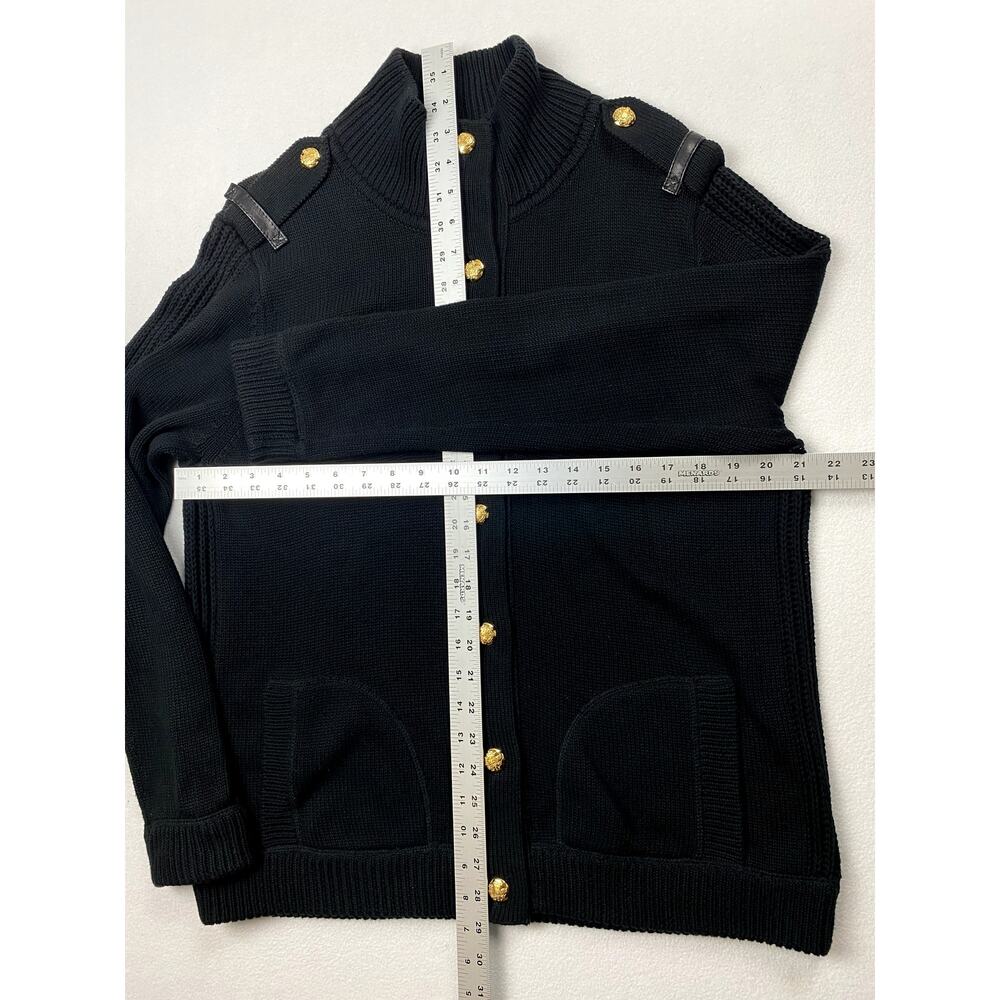 Vintage Lauren Ralph Lauren 1X Cardigan Sweater Black Cotton Button Up Plus Top - Picture 3 of 4